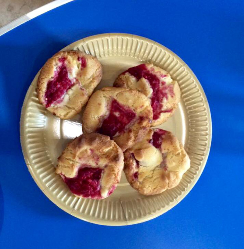 Raspberry and White Chocolate cookies